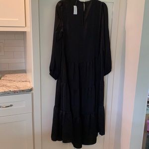 Banana Republic Satin Tiered Midi Dress